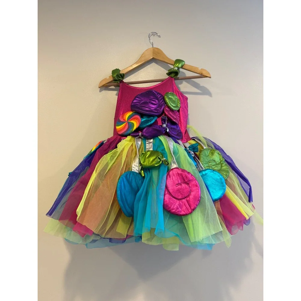 Girls Chasing Fireflies Candy Land Lollipop Tutu Halloween Costume Dress Sz 7/8